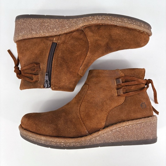 BORN | Viana Leather Wedge Bootie in Distressed Brown | Sz 7 - Picture 9 of 14